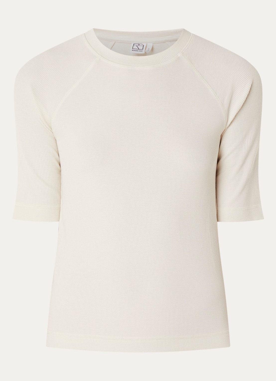 ROUGE EDIT Helena Mae top met ribstructuur - voorkant 3 creme
