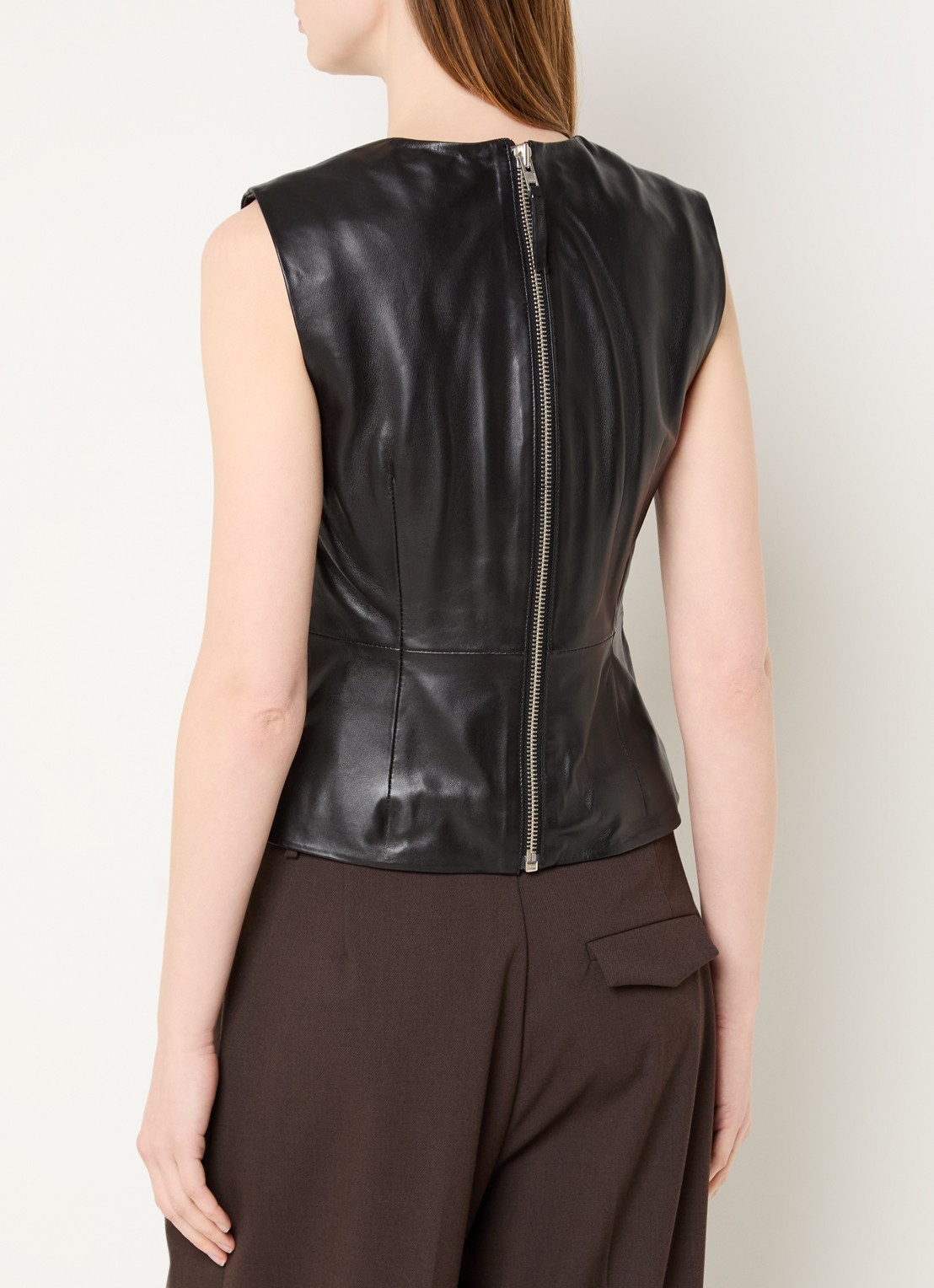 ROUGE EDIT Lini top van leer - achterkant zwart