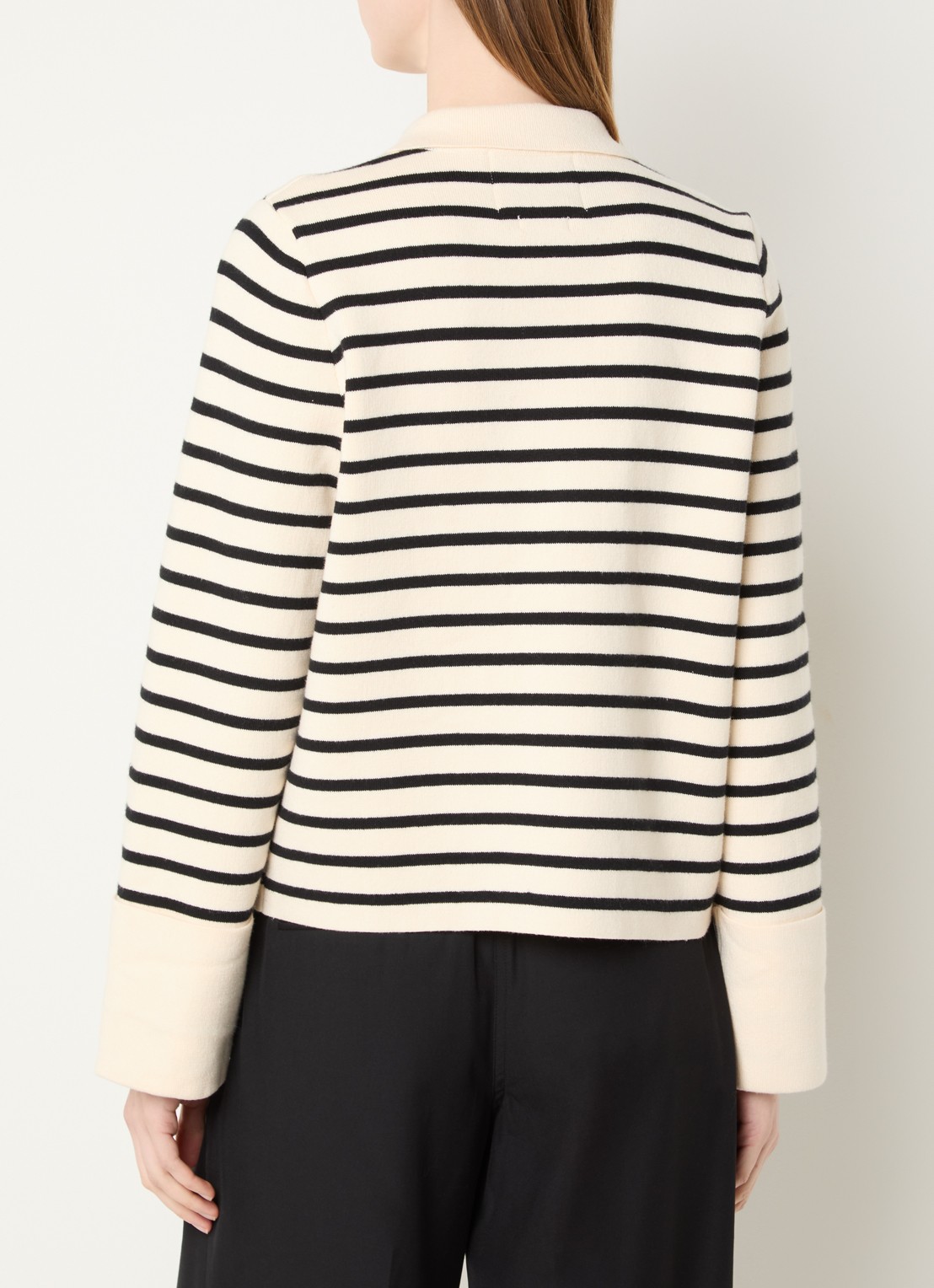 ROUGE EDIT Lucille fijngebreid vest met streepprint - achterkant 4 beige