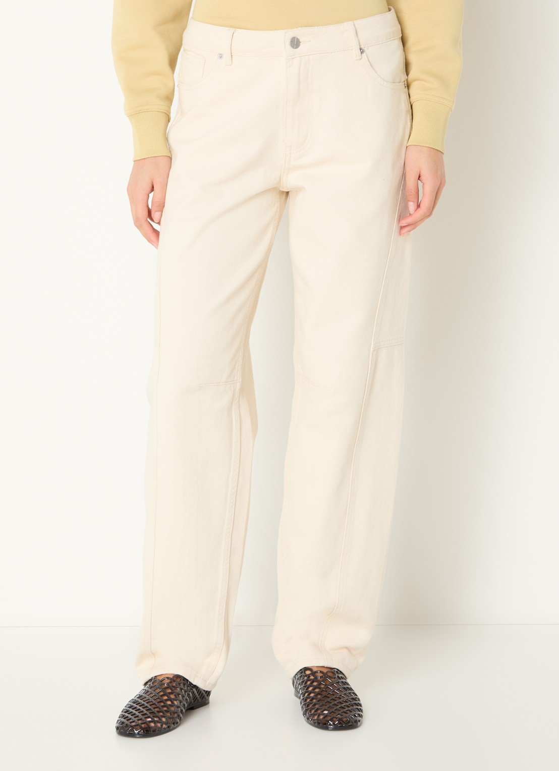 ROUGE EDIT Mae high waist loose fit jeans met gekleurde wassing - detail 6 beige