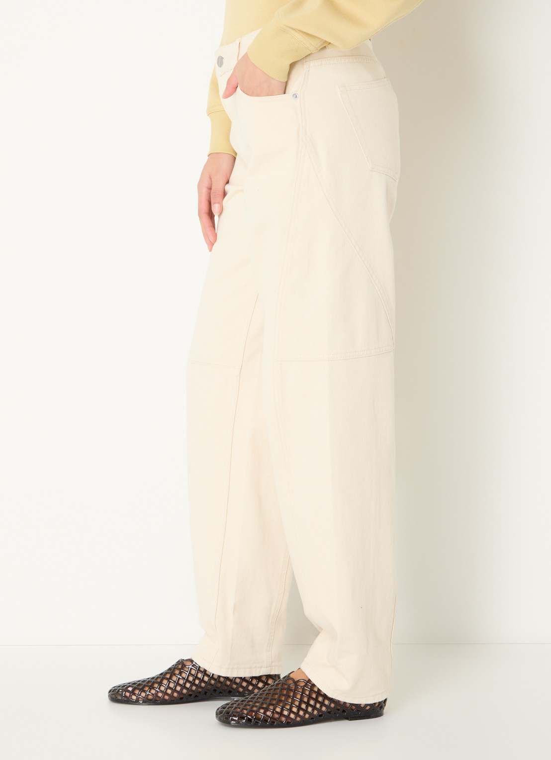 ROUGE EDIT Mae high waist loose fit jeans met gekleurde wassing - detail 7 beige