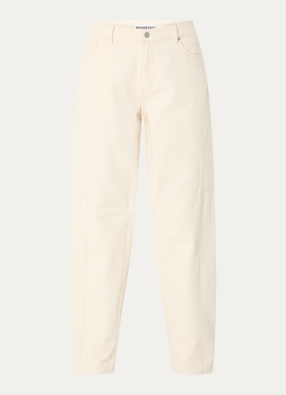 ROUGE EDIT Mae high waist loose fit jeans met gekleurde wassing - voorkant beige