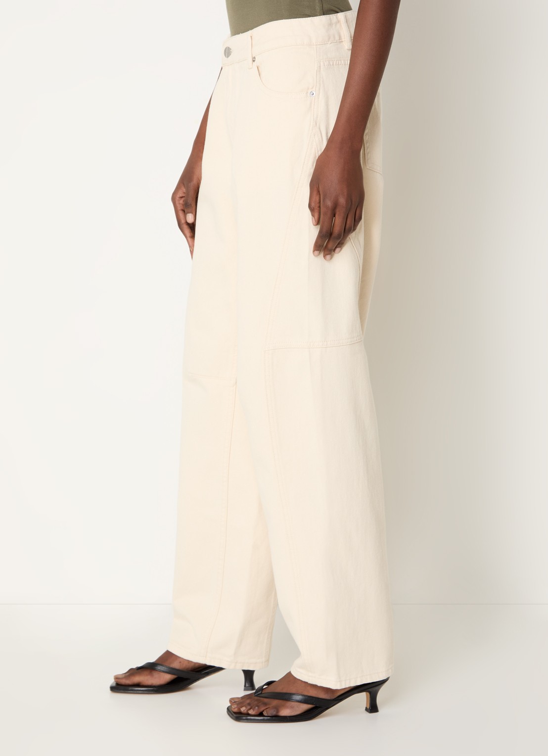 ROUGE EDIT Mae high waist loose fit jeans met gekleurde wassing - detail 9 beige