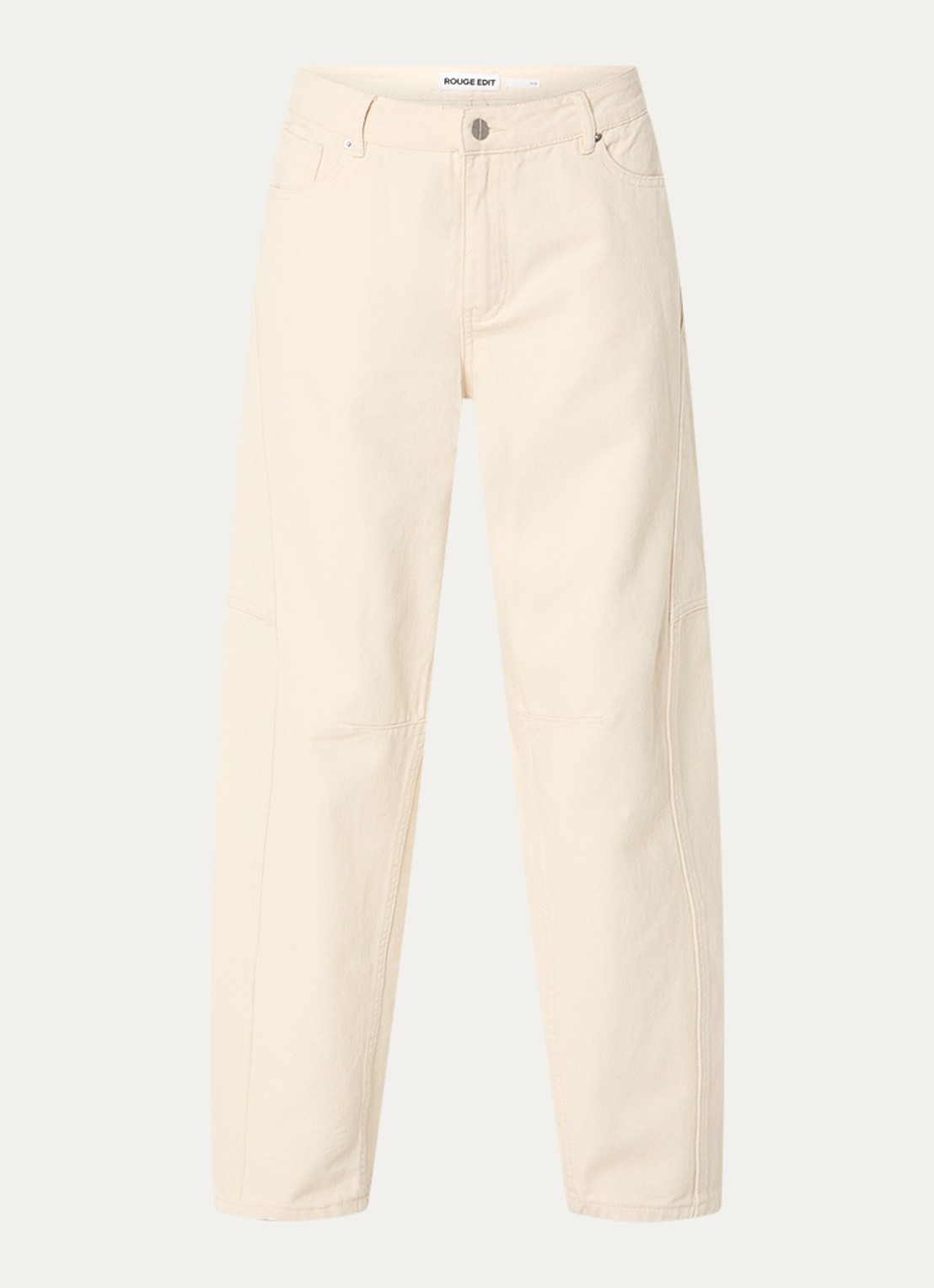 ROUGE EDIT Mae high waist loose fit jeans met gekleurde wassing - voorkant 3 beige