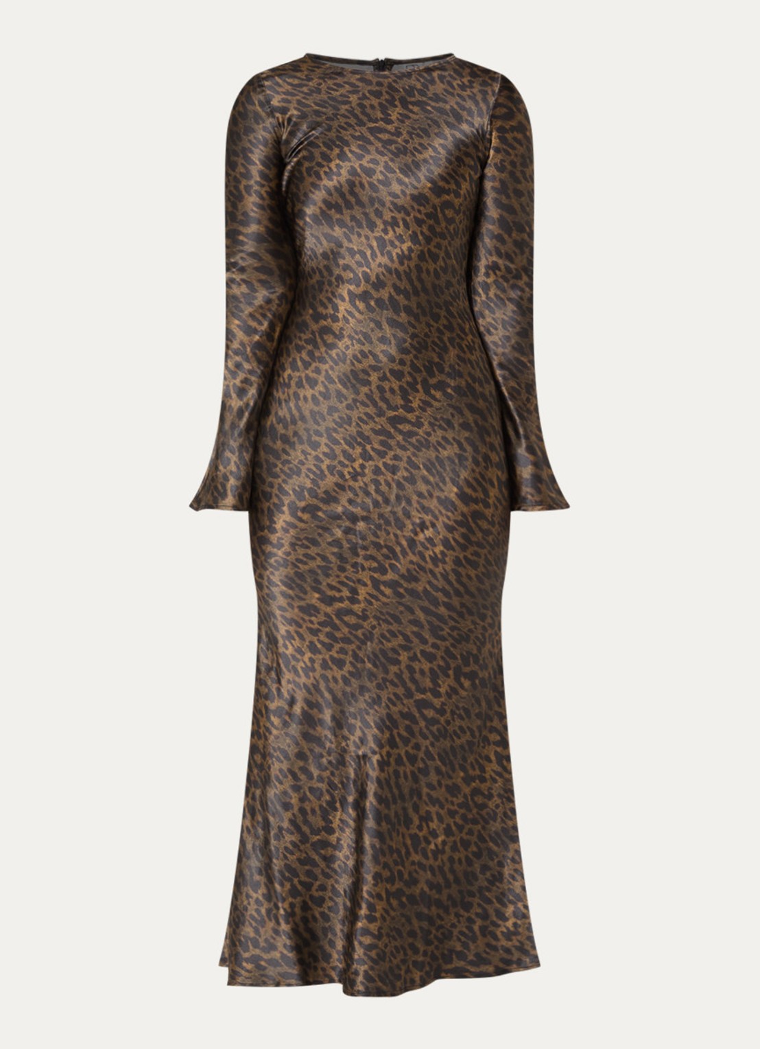 ROUGE EDIT Maxi jurk met panterprint - voorkant bruin