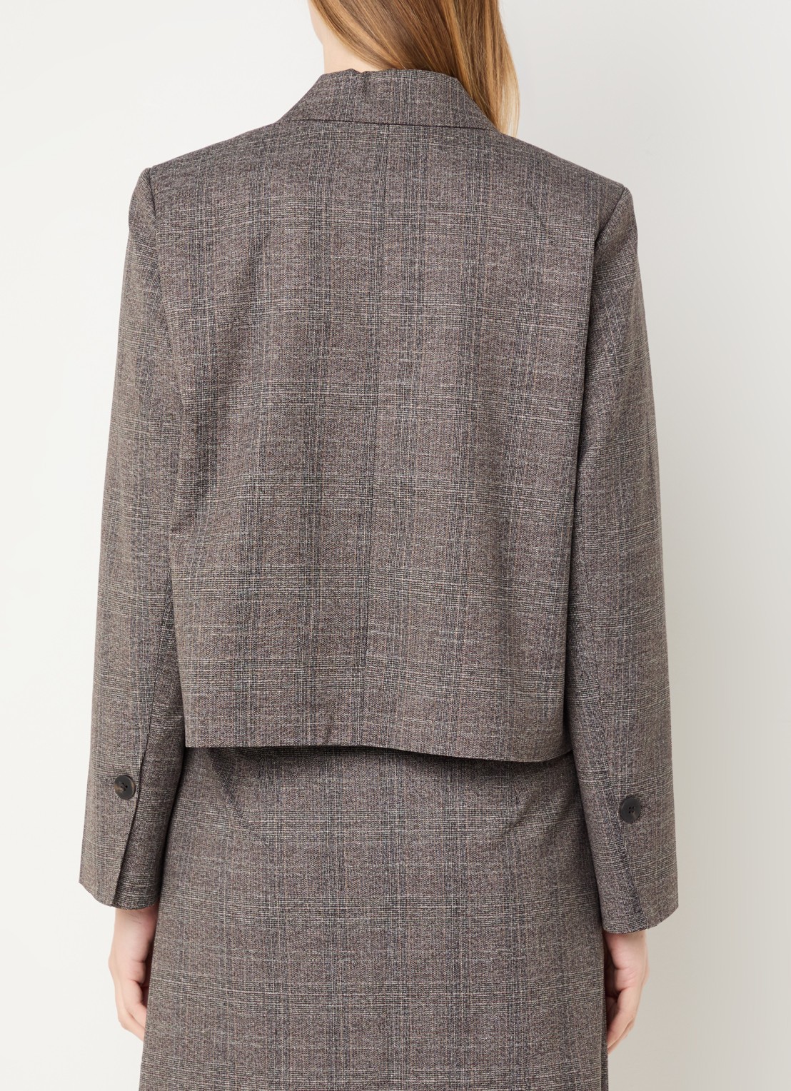 ROUGE EDIT Roubrent blazer met gemêleerd dessin en klepzakken - achterkant 2 bruin