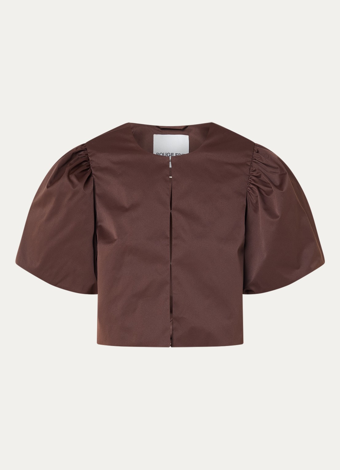 ROUGE EDIT Roudetta blouse met ballonmouw - voorkant 2 donkerbruin