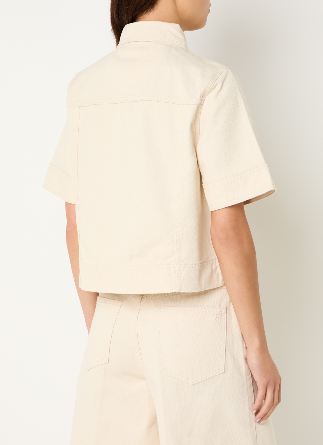 ROUGE EDIT Rouharper cropped spijkerjas met opgestikte zakken  - achterkant 4 beige