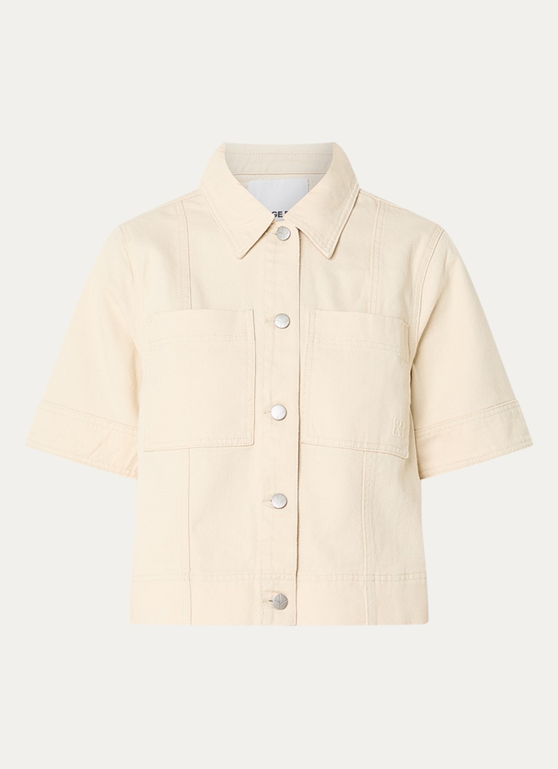ROUGE EDIT Rouharper cropped spijkerjas met opgestikte zakken  - voorkant beige