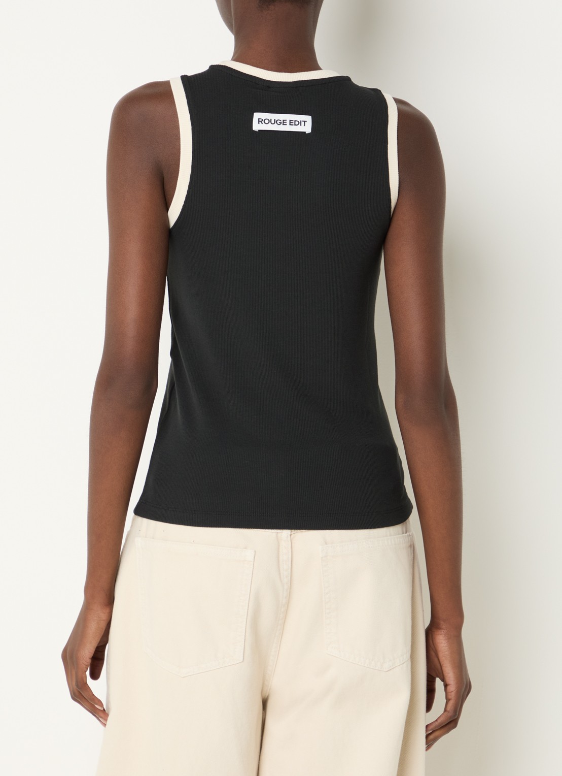 ROUGE EDIT Rouhelena ribgebreide tanktop - achterkant 4 antraciet