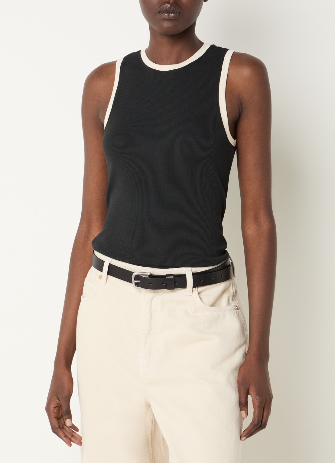 ROUGE EDIT Rouhelena ribgebreide tanktop - detail 3 antraciet