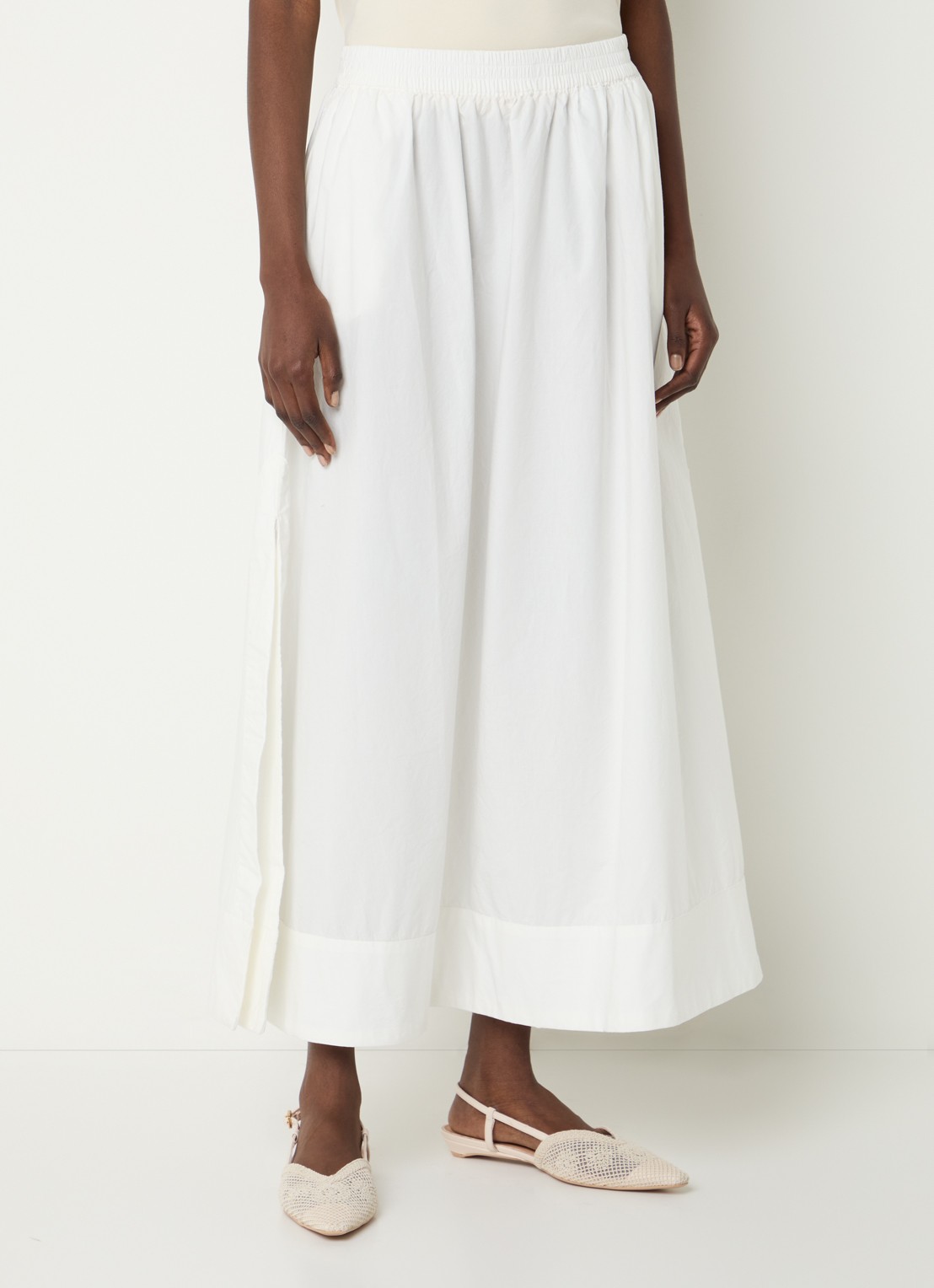 ROUGE EDIT Roulinne high waist maxi rok met steekzakken - detail 4 wit
