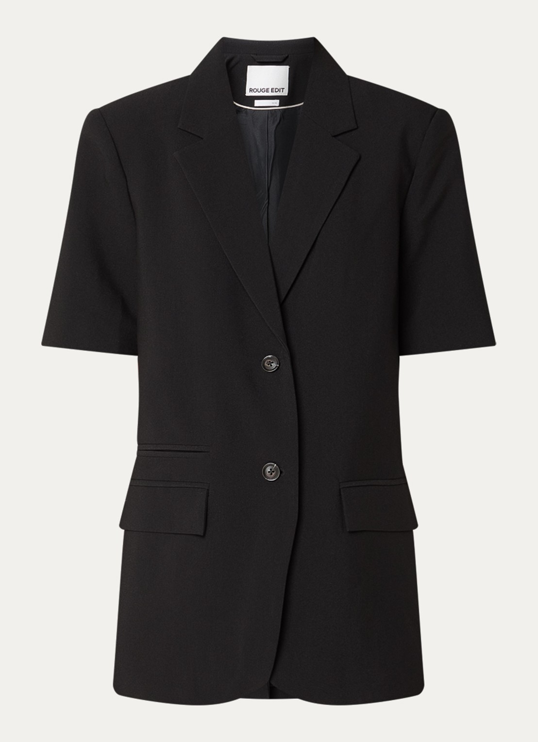 ROUGE EDIT Roulya blazer met klepzakken - voorkant 2 zwart