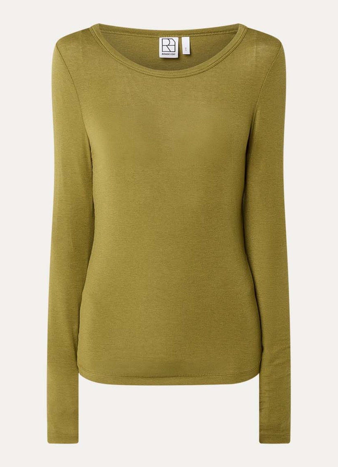 ROUGE EDIT Roumaple fijngebreide trui in wolblend - voorkant 2 mosgroen