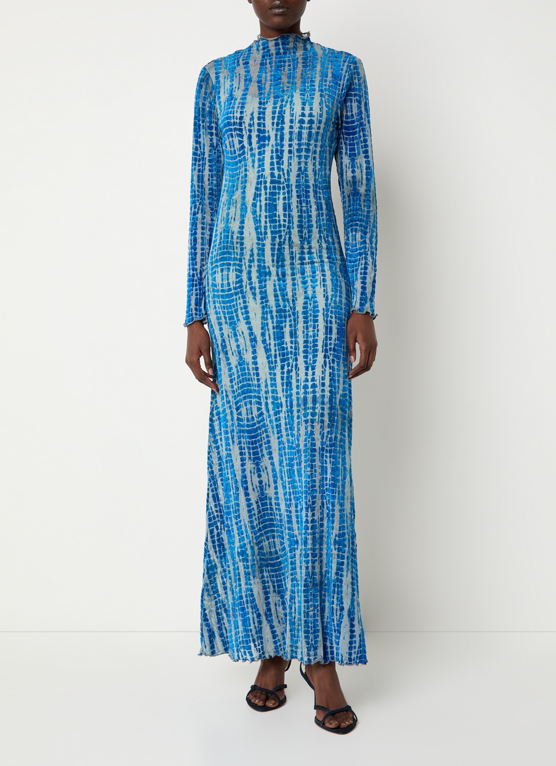 ROUGE EDIT Roumeena maxi jurk met print - detail blauw