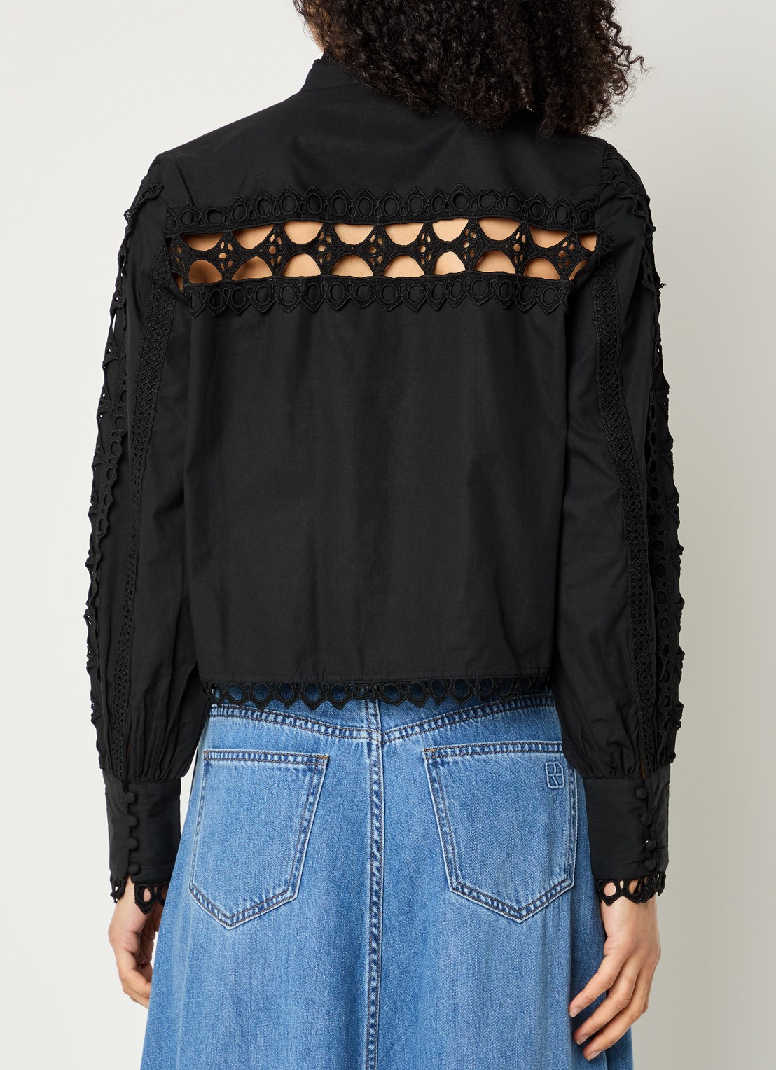 ROUGE EDIT Roumelanie blouse met broderie - achterkant 2 zwart