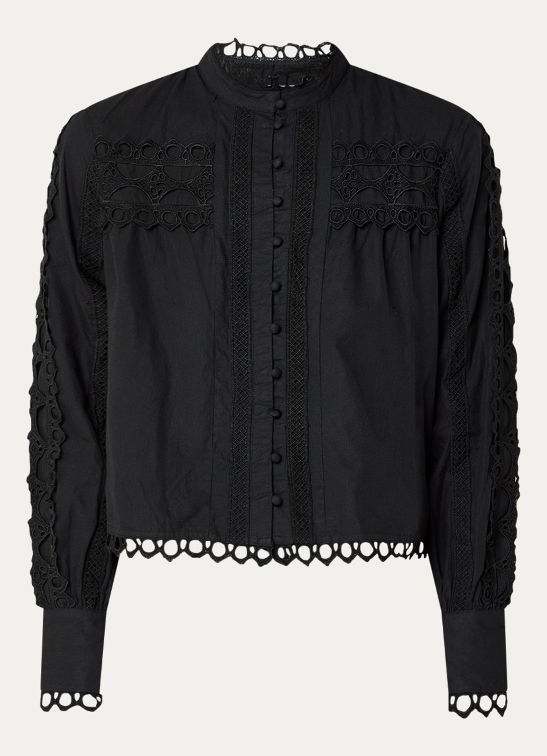 ROUGE EDIT Roumelanie blouse met broderie - voorkant 3 zwart
