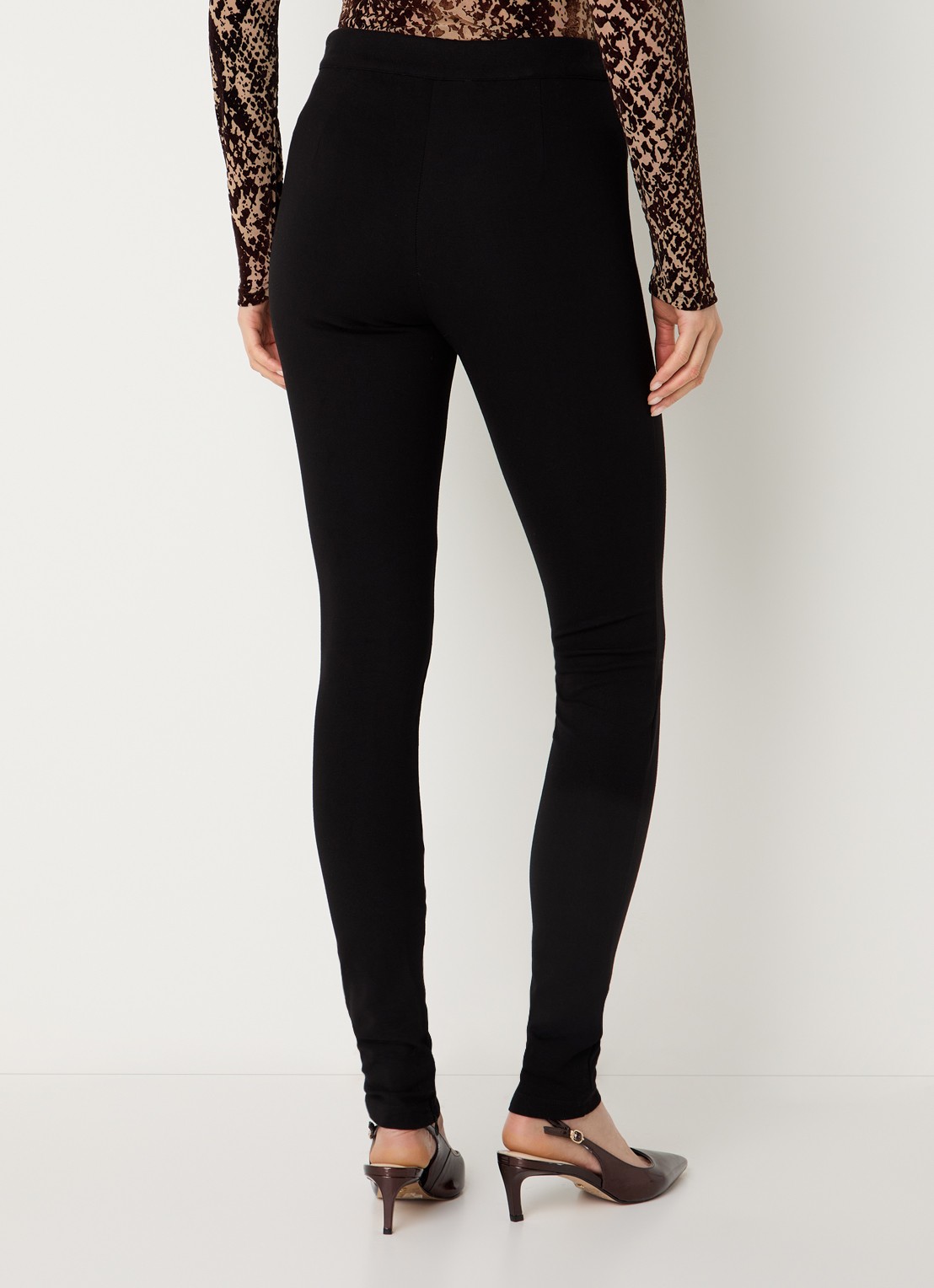 ROUGE EDIT Roumoana high waist skinny fit legging met siernaad - achterkant zwart
