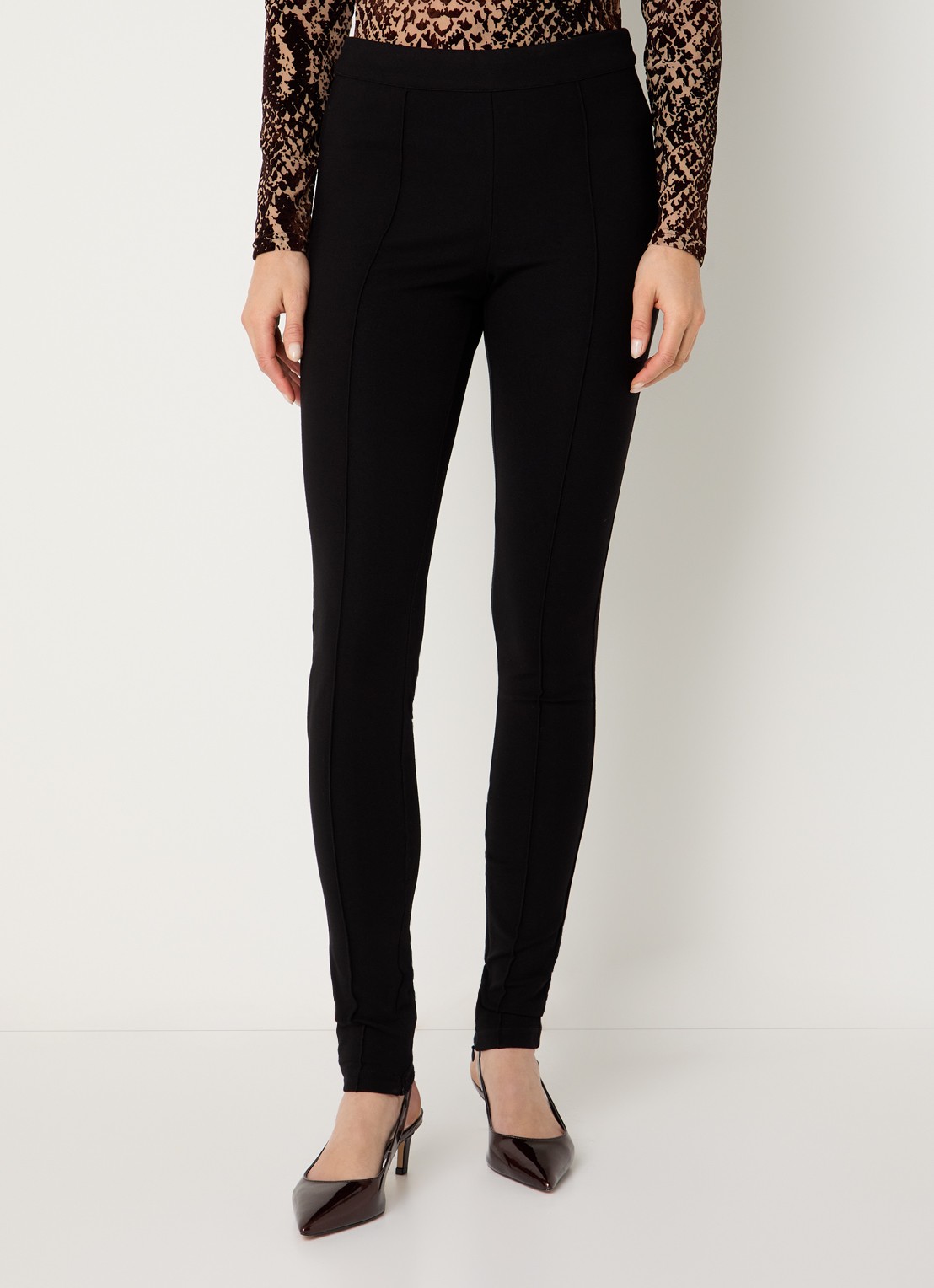 ROUGE EDIT Roumoana high waist skinny fit legging met siernaad - detail 2 zwart