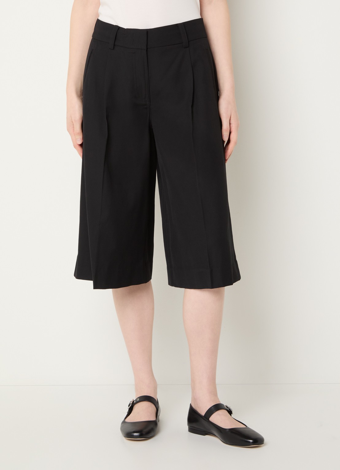 ROUGE EDIT Roupaula high waist straight fit culotte met steekzakken - detail 2 zwart