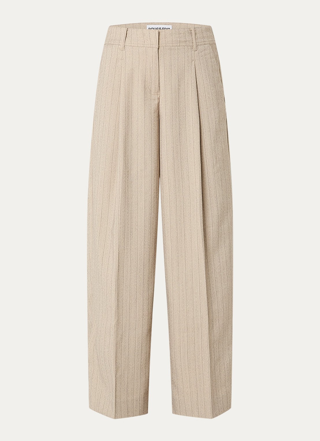ROUGE EDIT Rousaga high waist wide fit pantalon met steekzakken - voorkant 3 beige