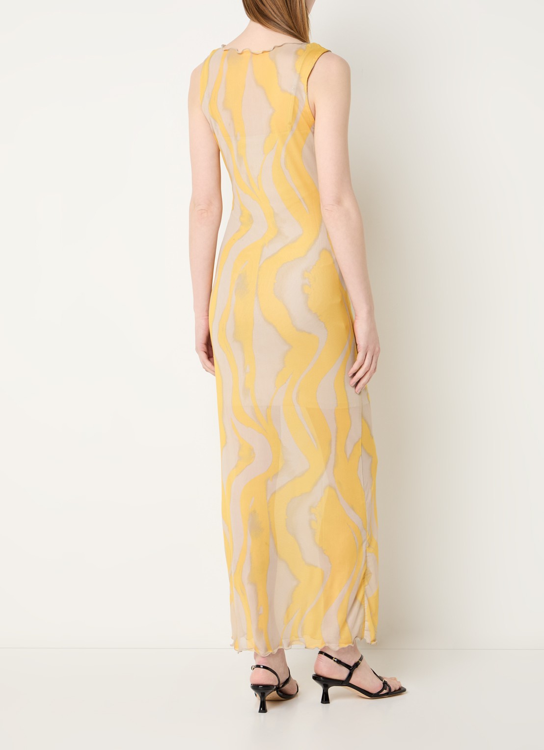 ROUGE EDIT Rousally midi jurk met print - achterkant 3 geel