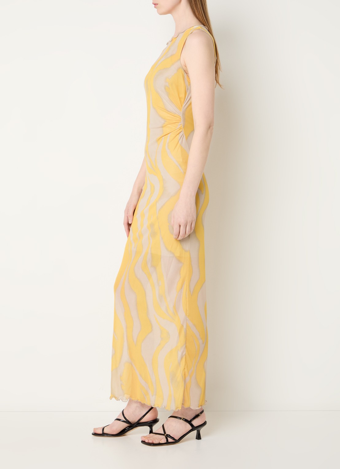 ROUGE EDIT Rousally midi jurk met print - voorkant 2 geel