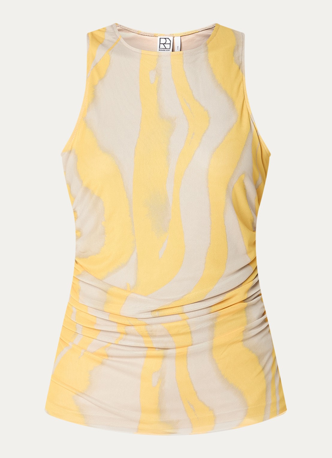 ROUGE EDIT Rousally top van mesh met print - voorkant geel