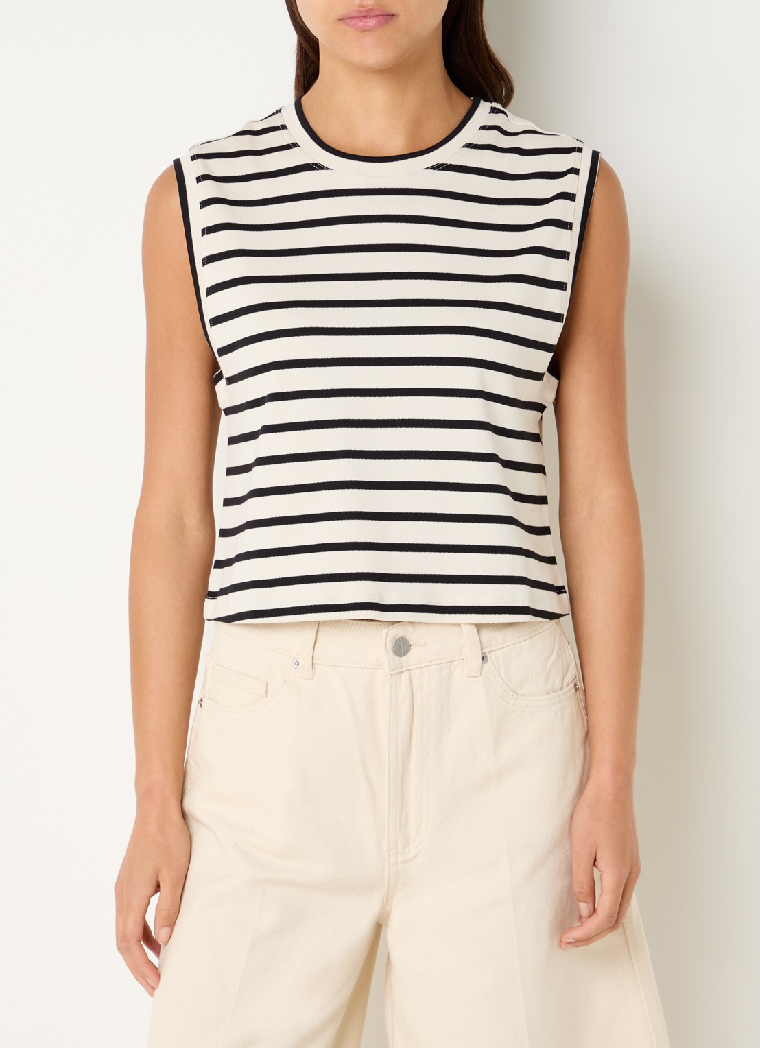 ROUGE EDIT Rousarah top met streepprint - detail 3 beige