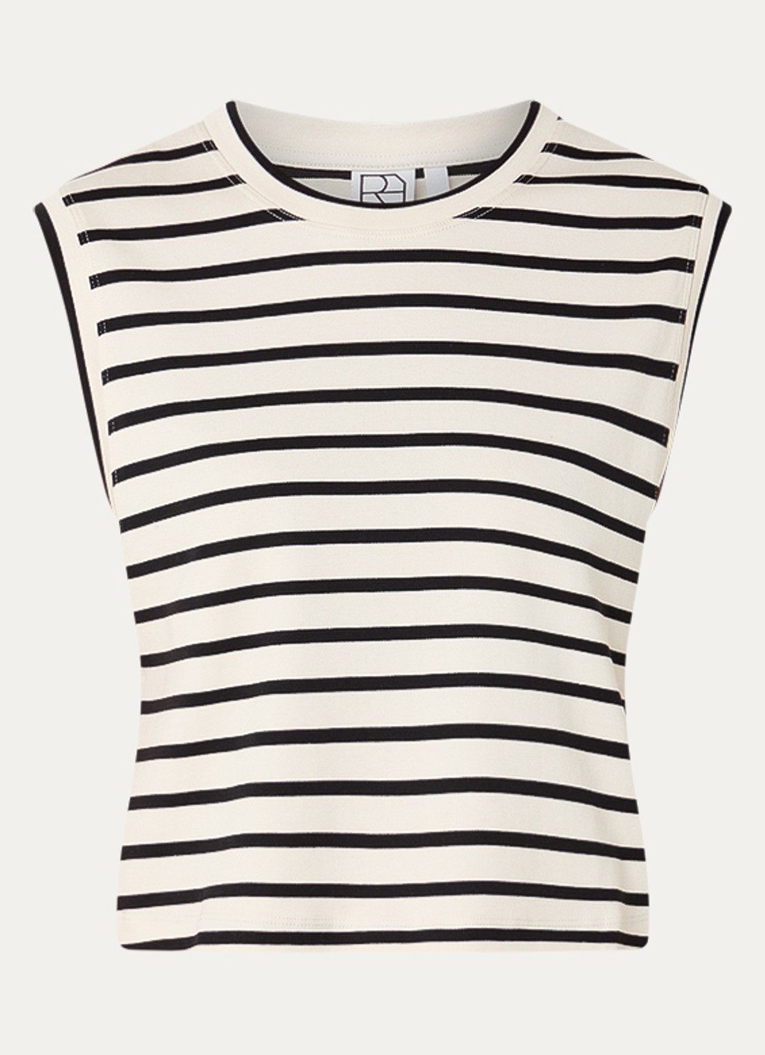 ROUGE EDIT Rousarah top met streepprint - voorkant beige