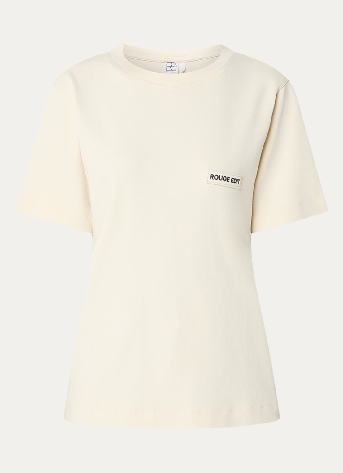 ROUGE EDIT Rousaras T-shirt met logoborduring - voorkant creme