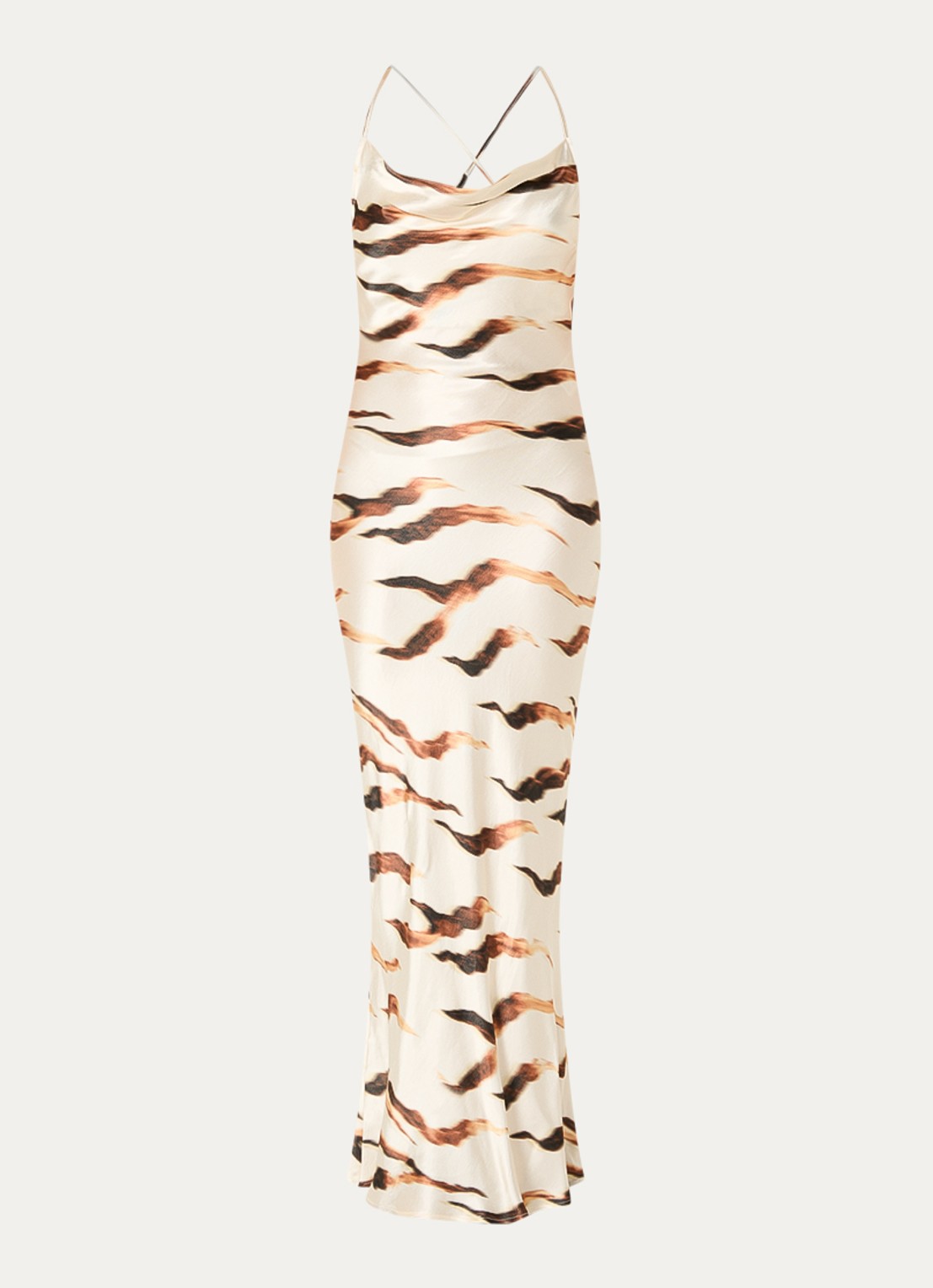 ROUGE EDIT Rousmillas maxi jurk met zebraprint - voorkant 3 creme