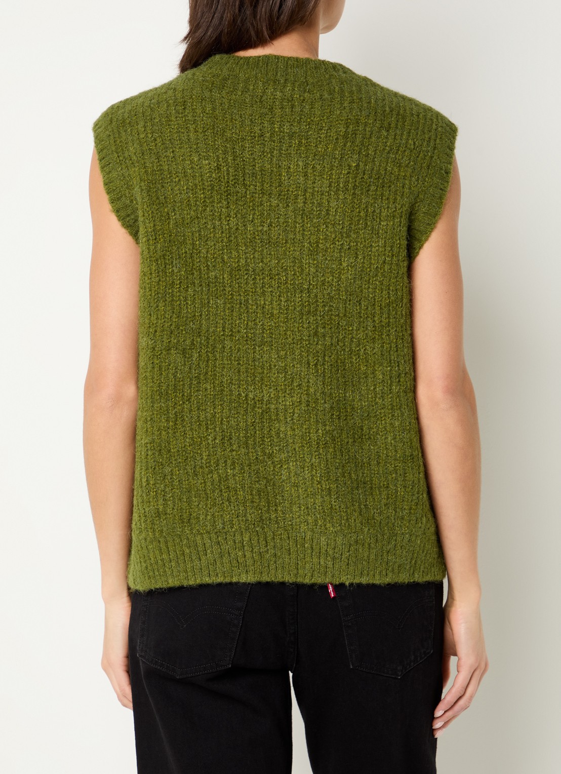 ROUGE EDIT Routhelma grofgebreide spencer in wolblend - achterkant groen