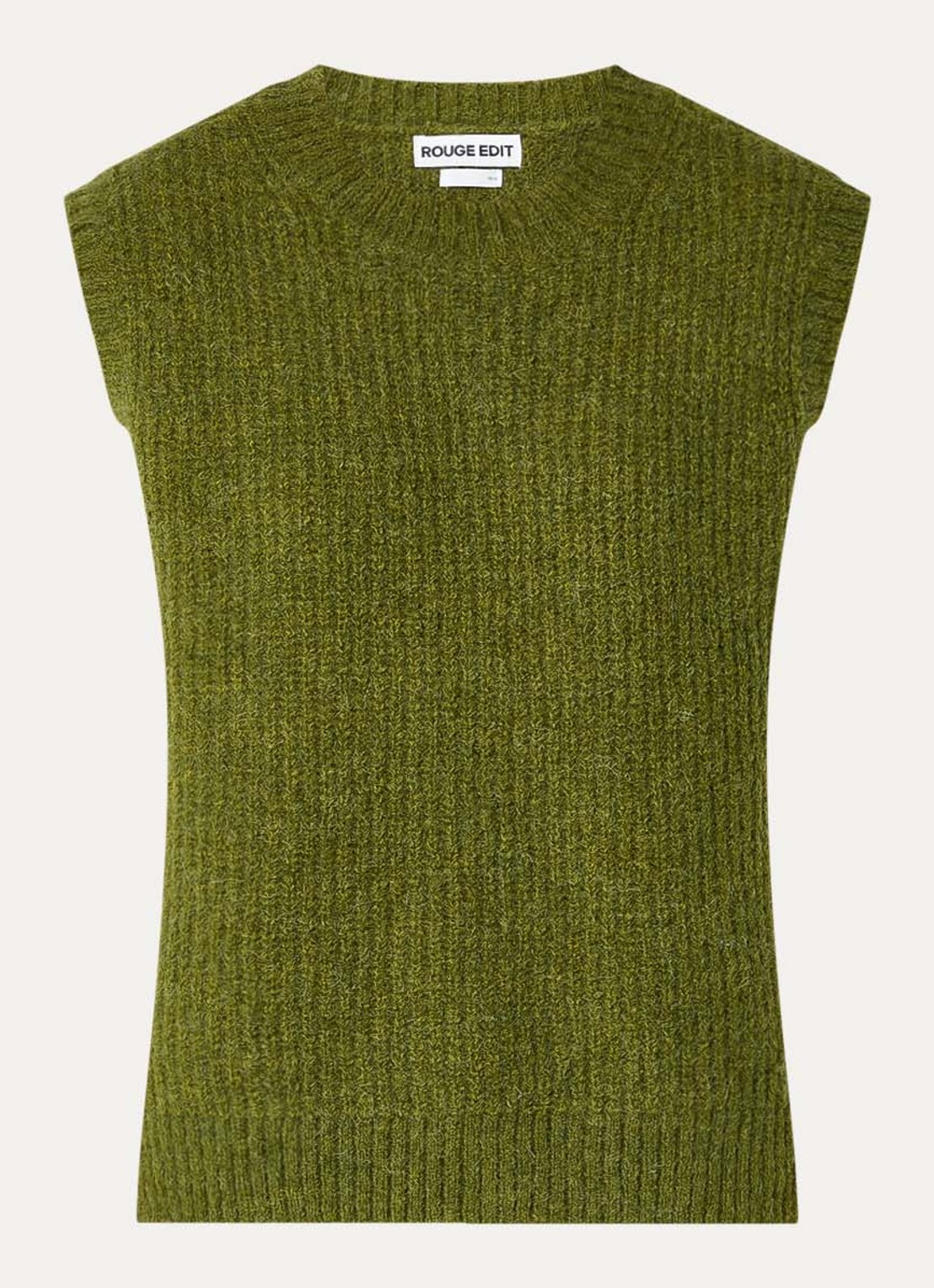 ROUGE EDIT Routhelma grofgebreide spencer in wolblend - voorkant 2 groen