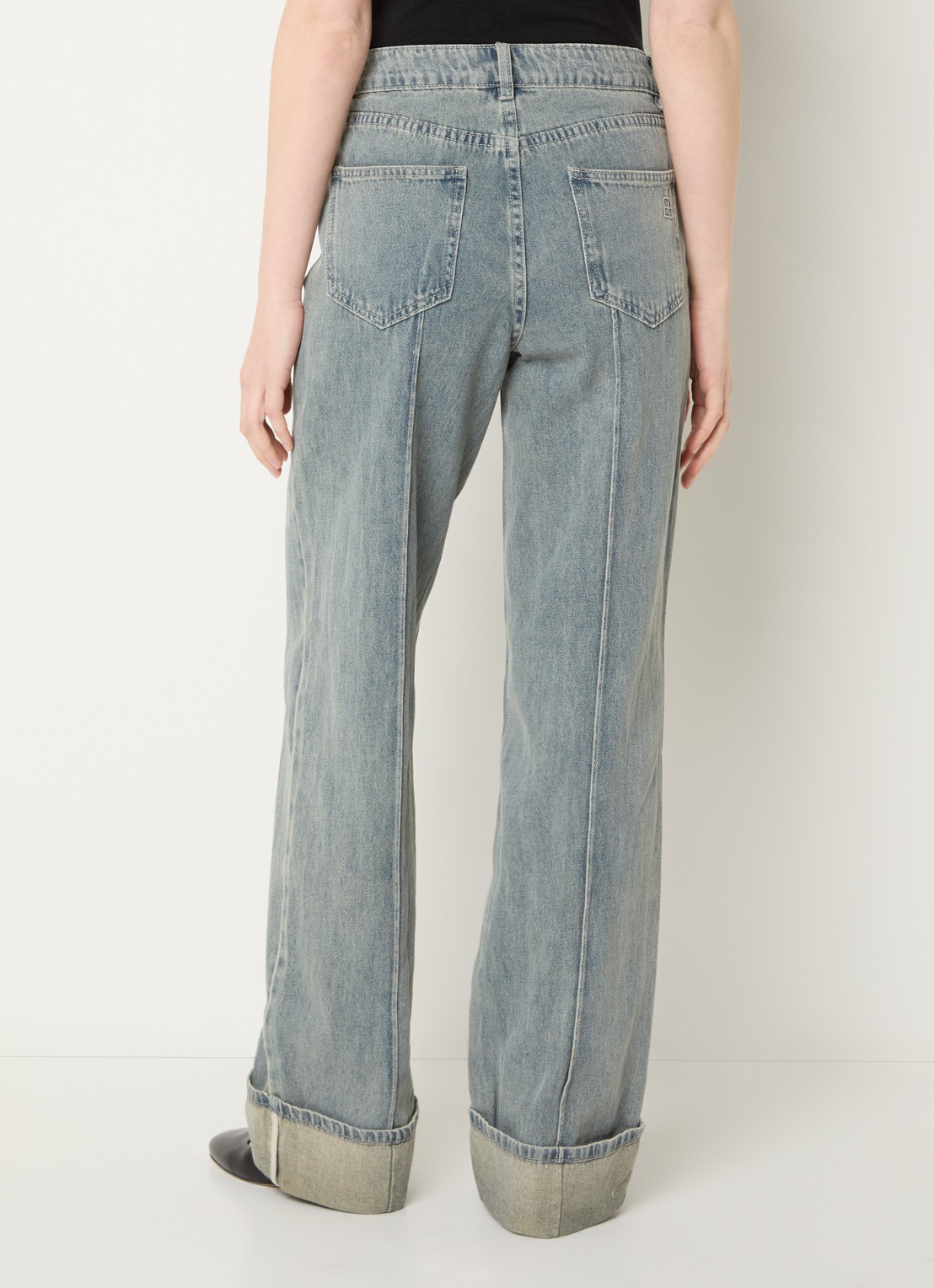ROUGE EDIT Rouvivian high waist straight leg jeans met steekzakken - achterkant 5 lichtblauw