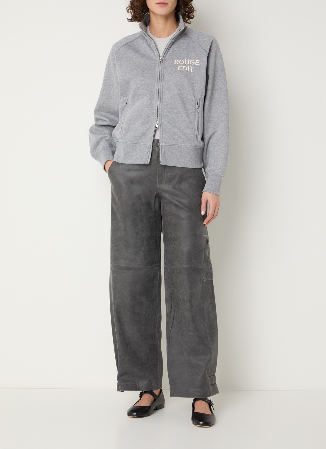 ROUGE EDIT Rouyork vest met logo - voorkant 3 lichtgrijs