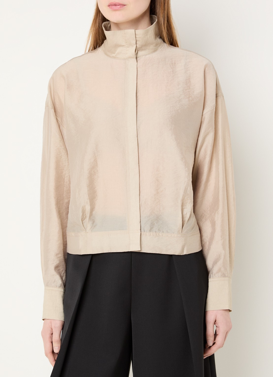 ROUGE EDIT Stina blouse met opstaande kraag - detail 4 beige