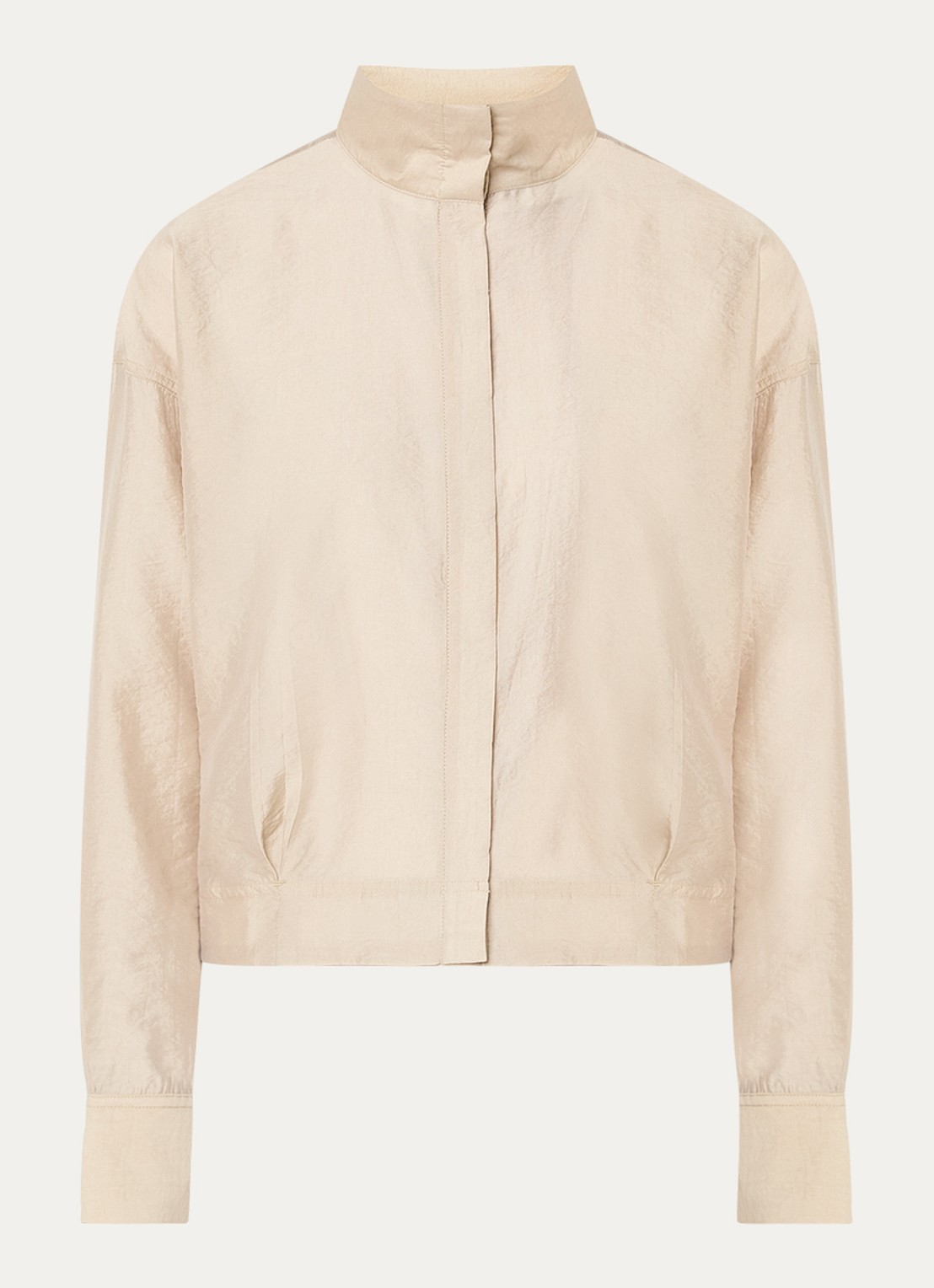 ROUGE EDIT Stina blouse met opstaande kraag - voorkant beige