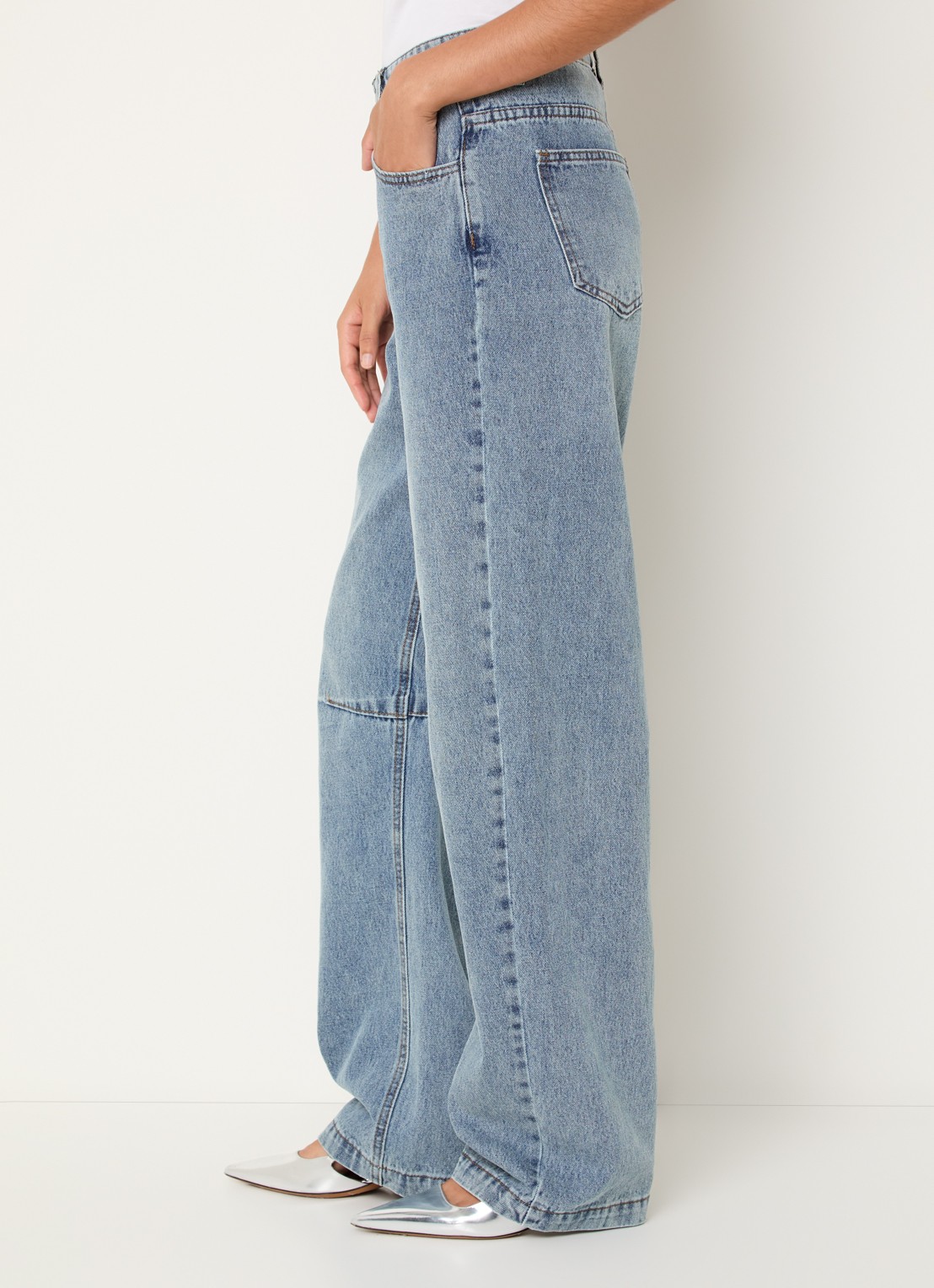 ROUGE EDIT Tiana high waist straight fit jeans met lichte wassing - detail 4 indigo