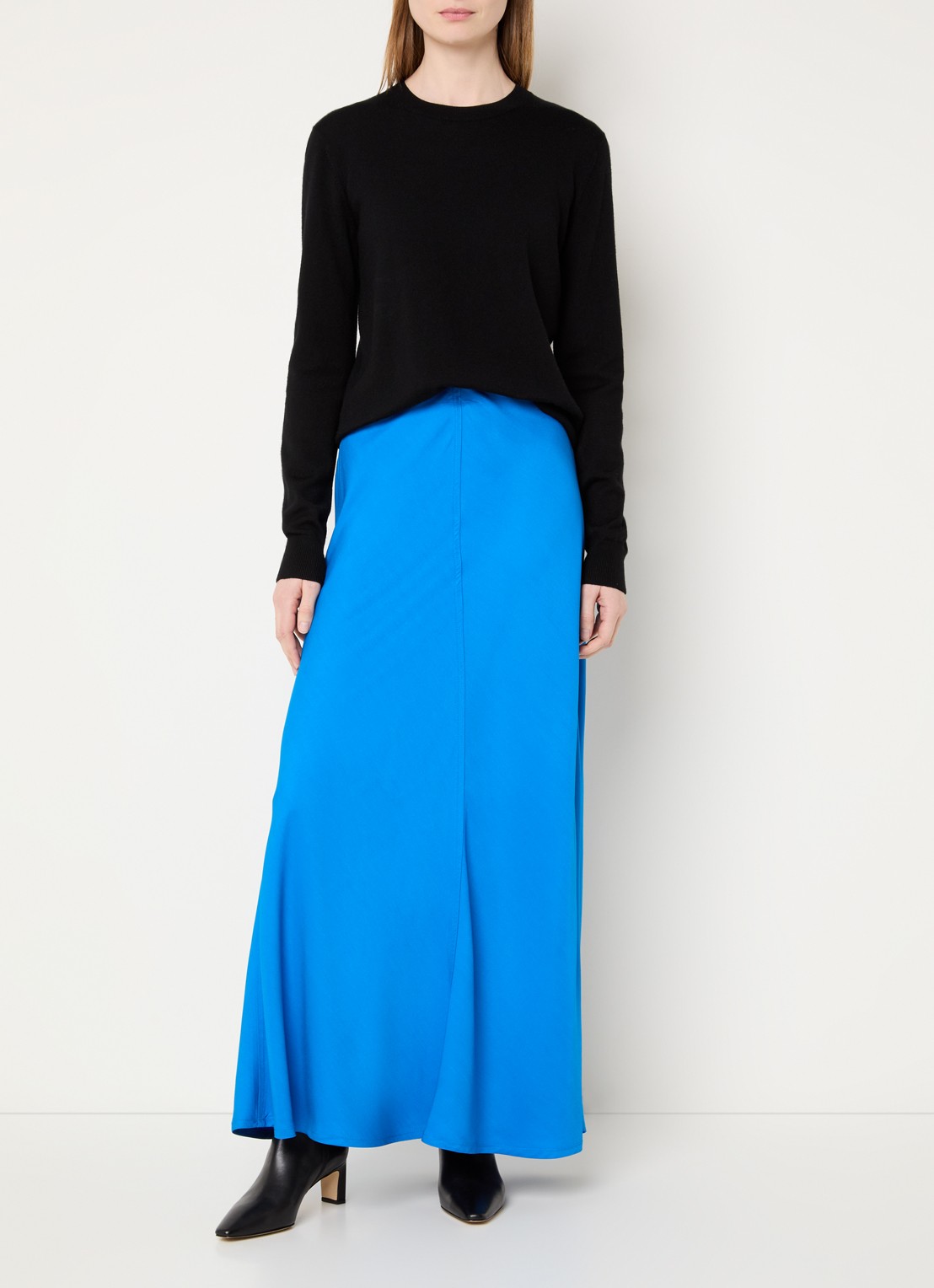 ROUGE EDIT Violetta maxi rok met elastische band - voorkant 4 blauw