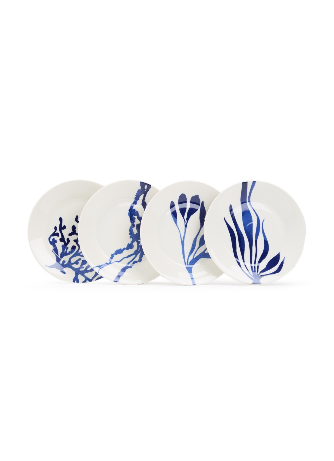 Royal Doulton Pacific gebaksbordje 16 cm set van 4 - voorkant 4 kobaltblauw