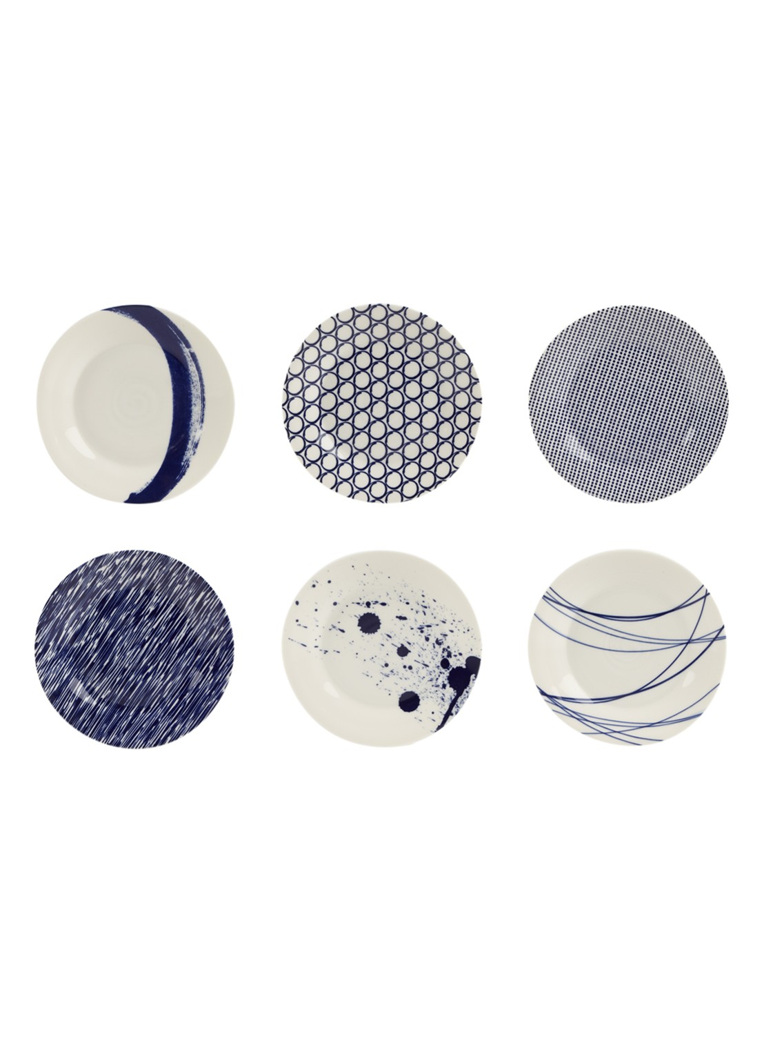 Royal Doulton Pacific gebaksbordje 16 cm set van 6 - voorkant blauw