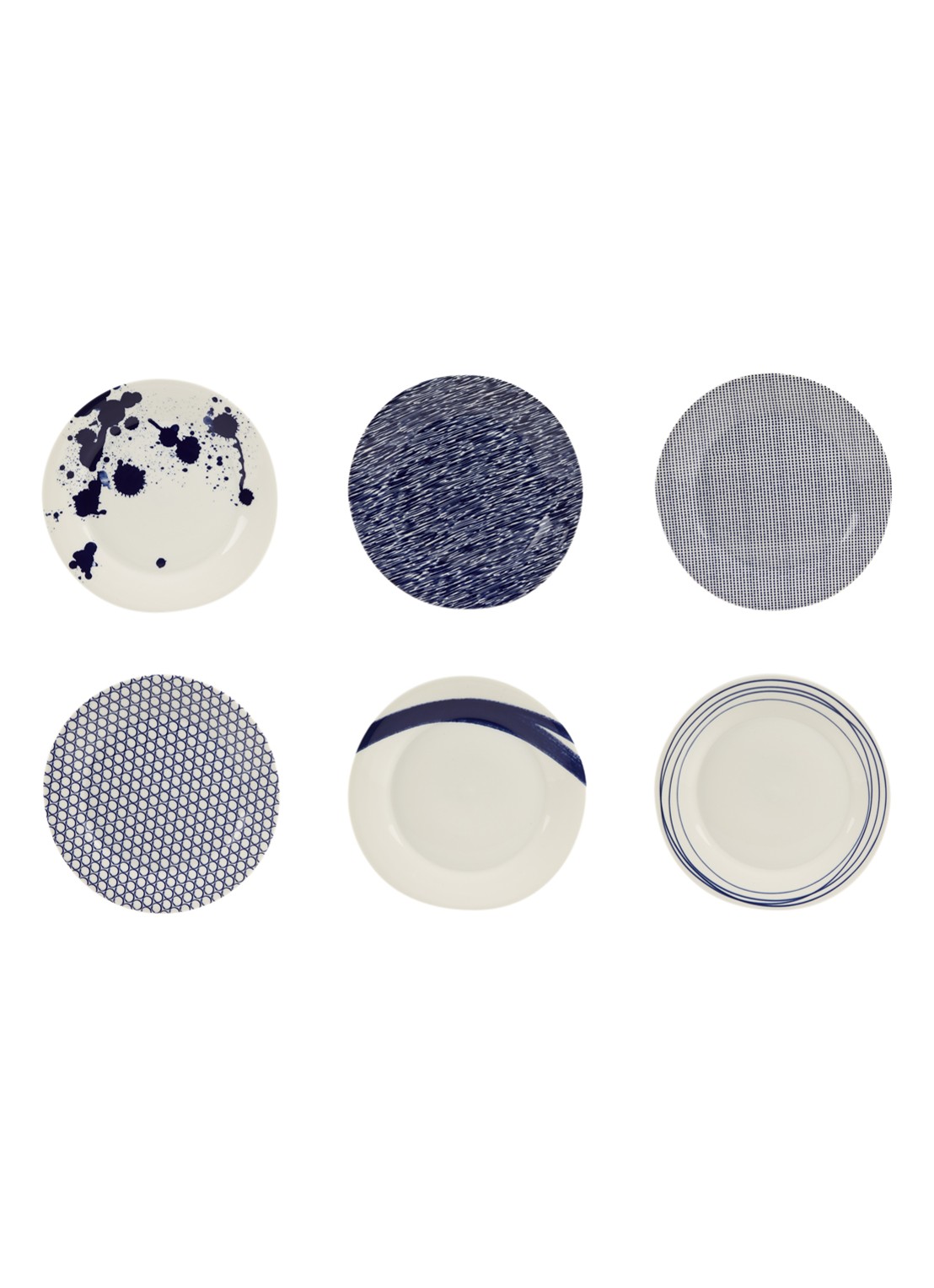 Royal Doulton Pacific ontbijtbord 23 cm set van 6 - voorkant blauw