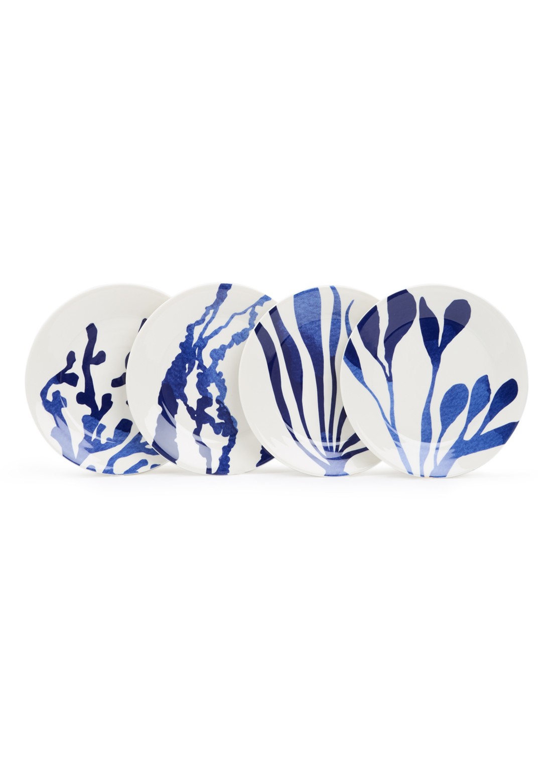 Royal Doulton Pacific ontbijtbord 24 cm set van 4 - voorkant 4 kobaltblauw