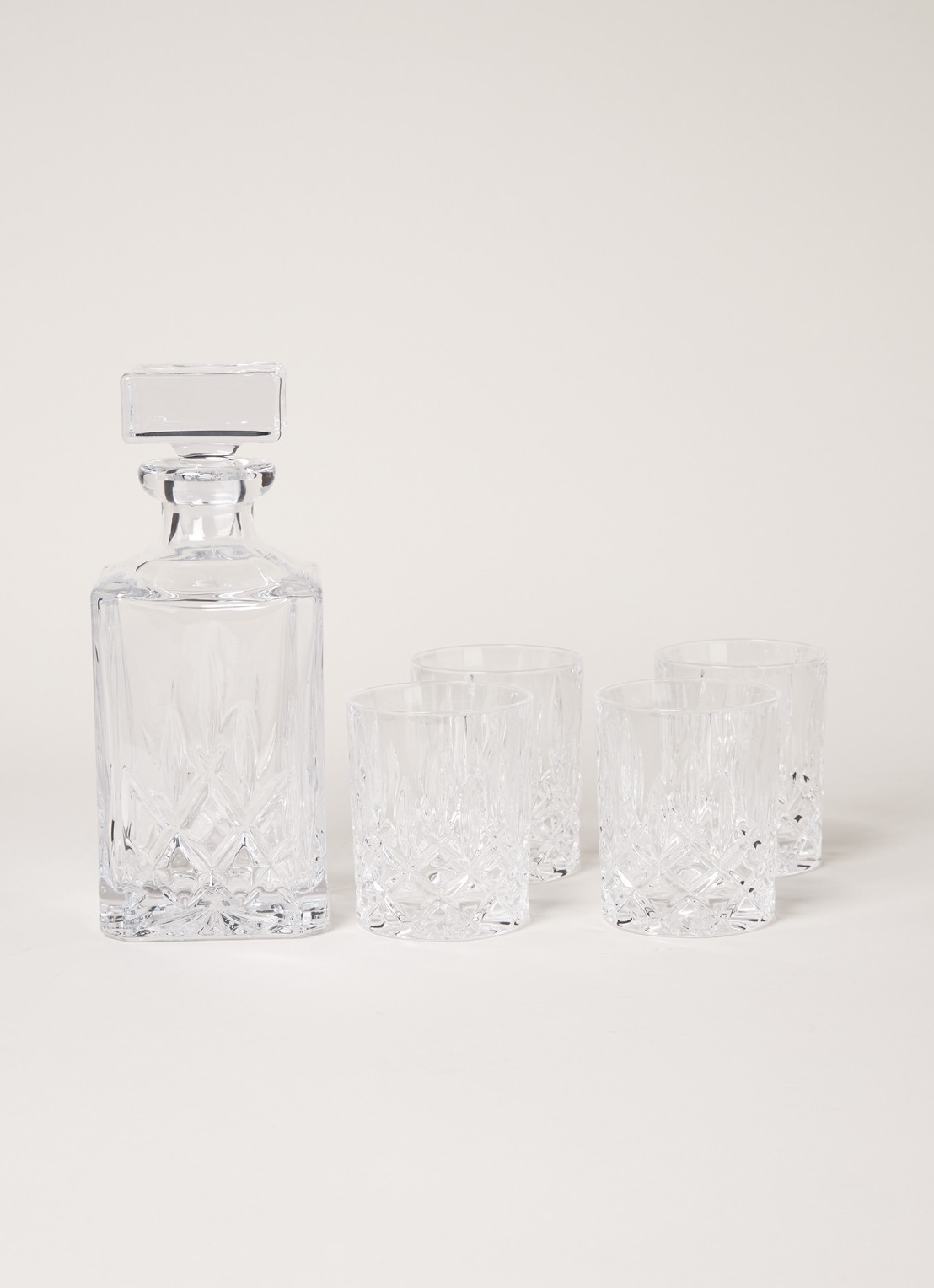 Royal Doulton Whiskey karaf met glazen set van 5 - voorkant 2 transparant