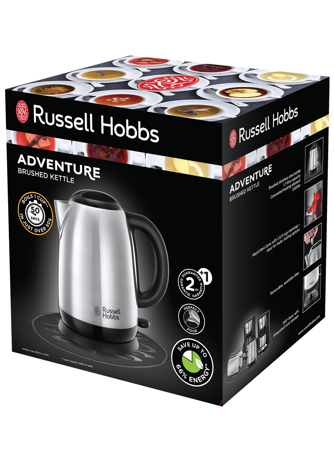 Russell Hobbs Adventure waterkoker 1,7 liter - achterkant 7 zilver
