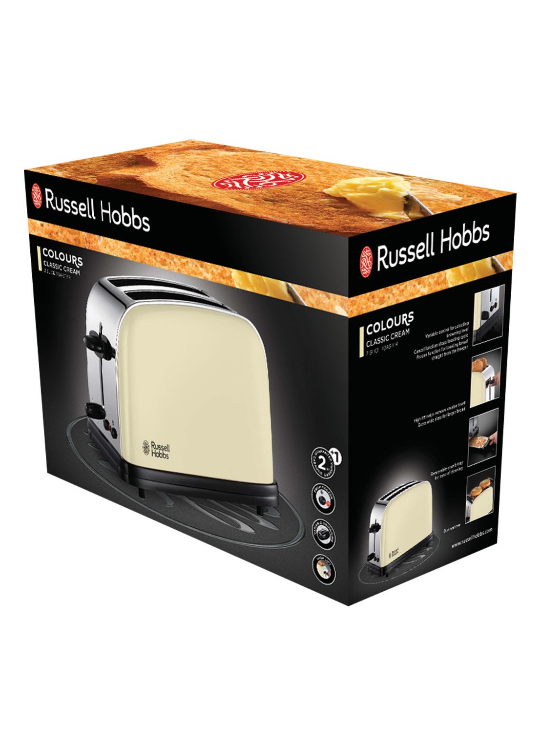 Russell Hobbs Colours Plus Classic broodrooster 2-slots - detail creme