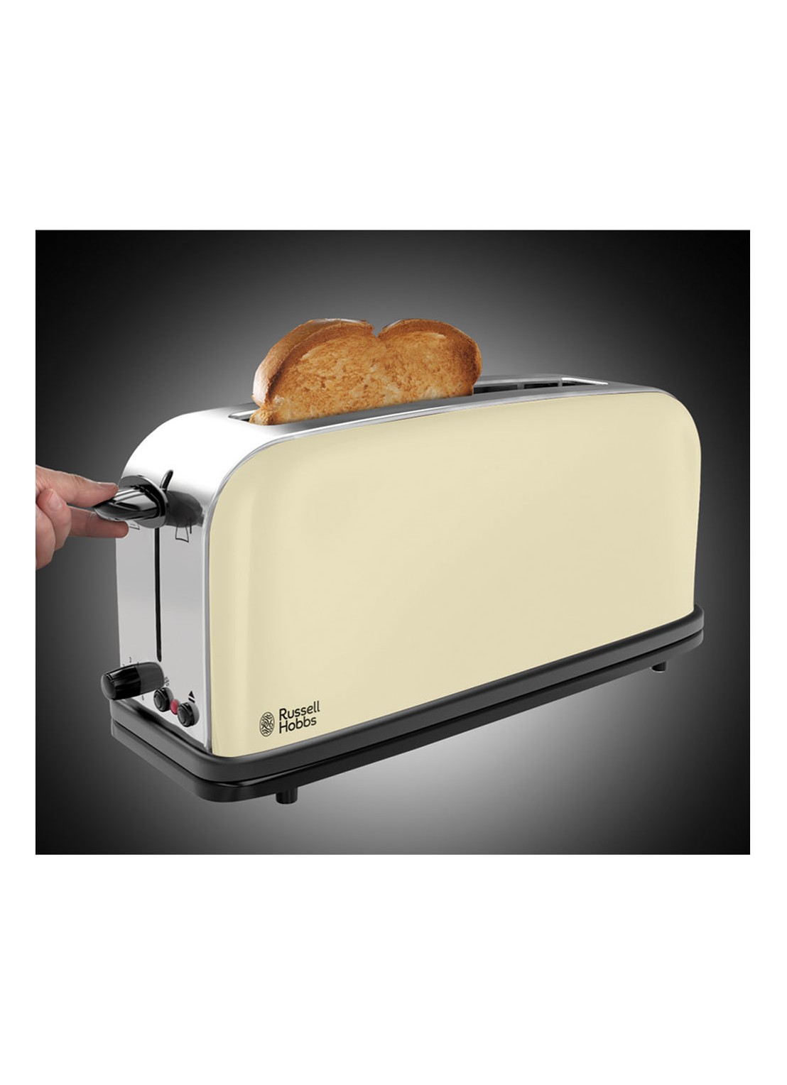 Russell Hobbs Colours Plus+ extra lange broodrooster 1-slot 21395-56  - detail creme