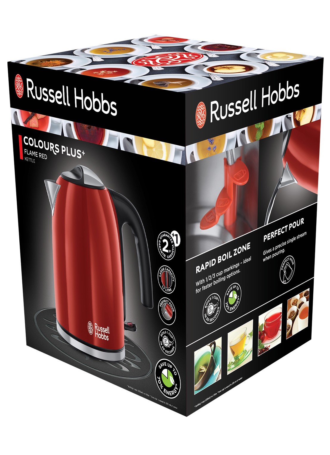 Russell Hobbs Colours Plus waterkoker 1,7 liter - achterkant steenrood