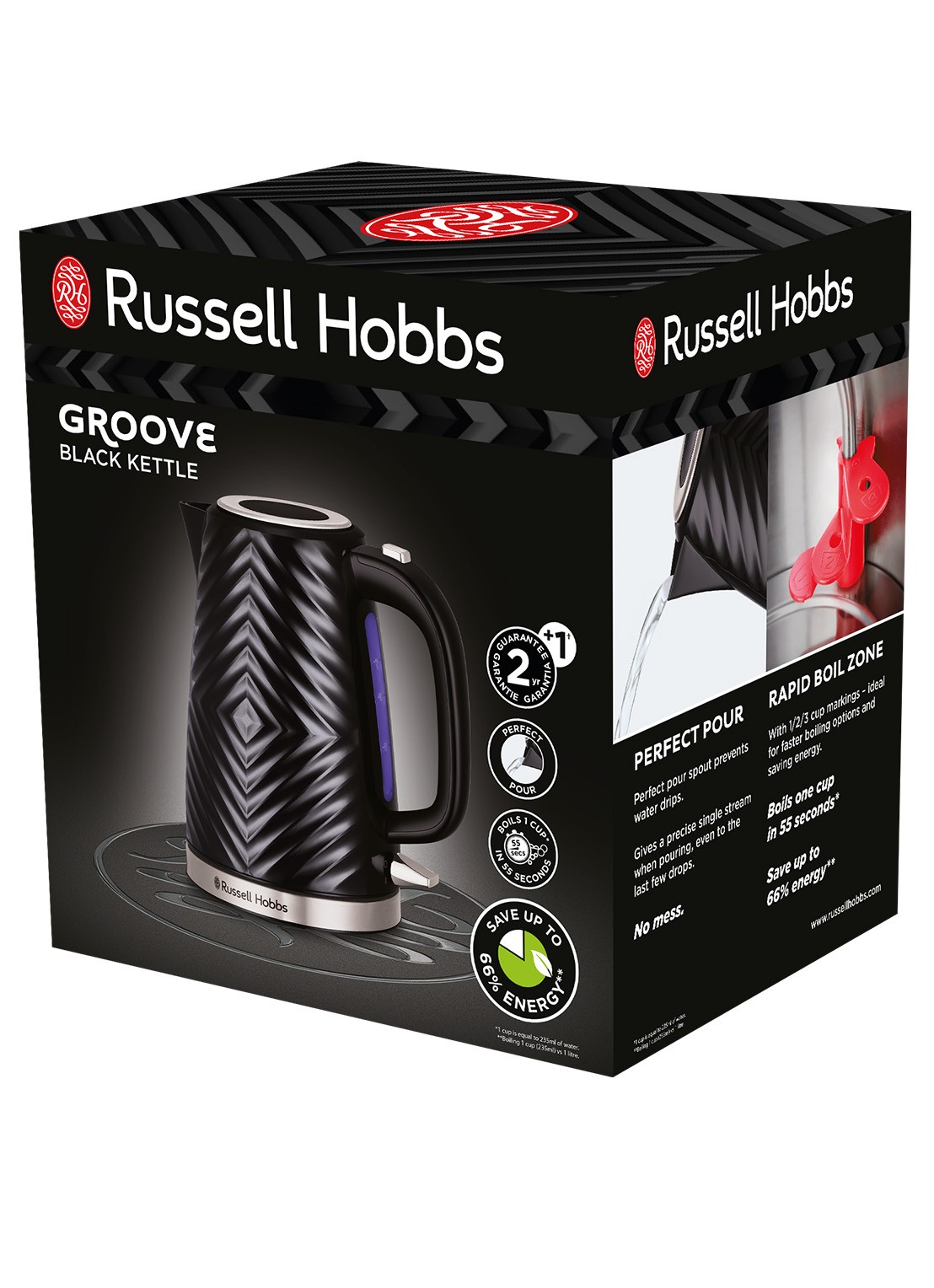 Russell Hobbs Groove waterkoker 1,7 liter 26380-70 - achterkant zwart